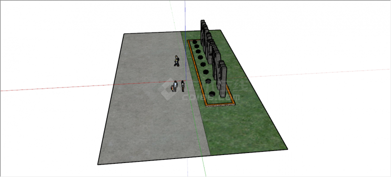 狭小小型现代广场公园su模型-图一