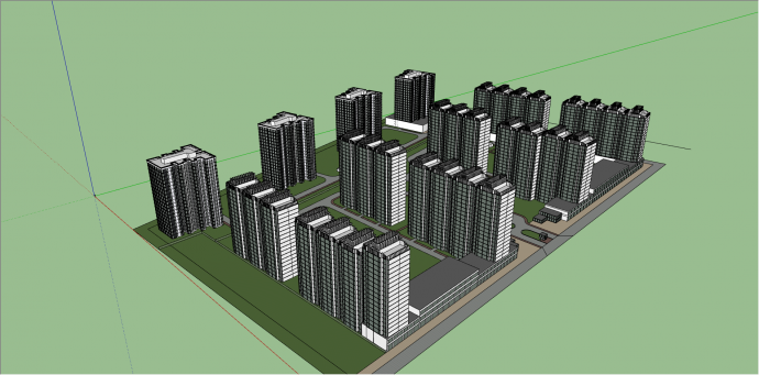 城市高层住宅区规划su模型_图1