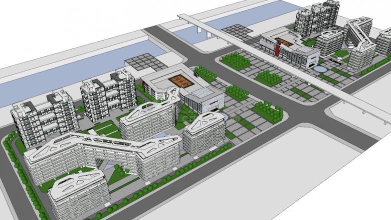 办公居住综合区规划方案su模型-图二