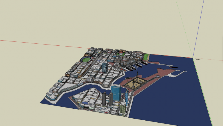 带有体育场的城市设计SU模型 -图二