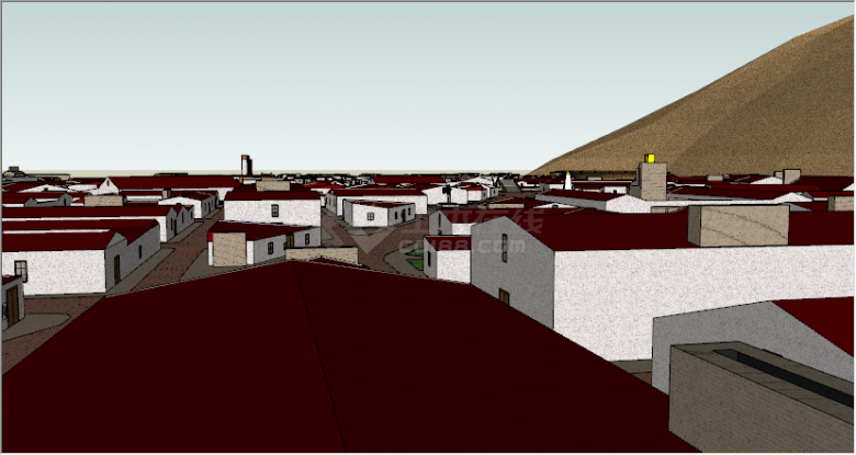 现代红色屋顶平房城市设计su模型-图二