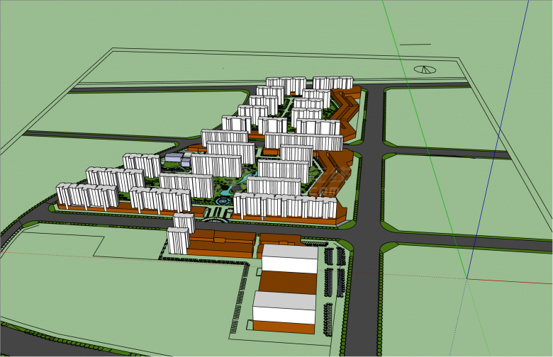 大规模现代住宅小区规划su模型-图二