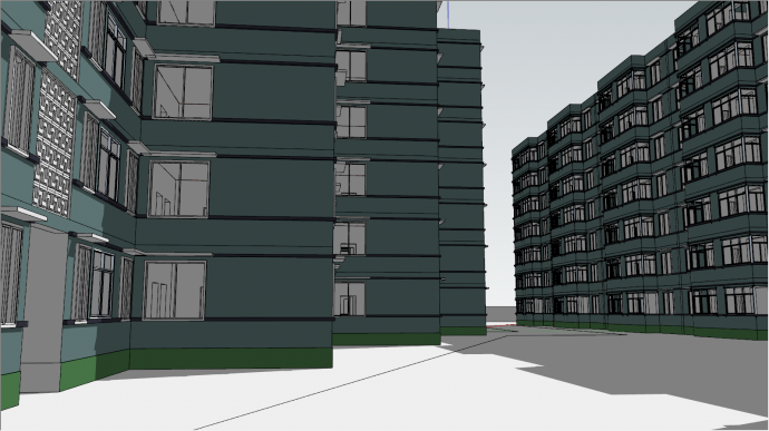 现代小区多层住宅楼su模型_图1