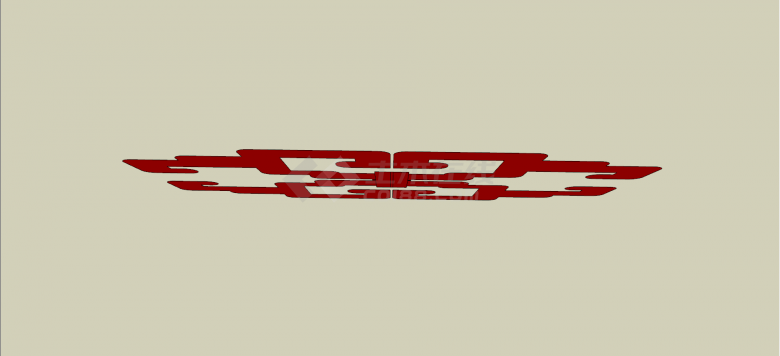 中式红色花格元素构件su模型-图二