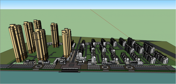 现代低高住宅规划su模型_图1