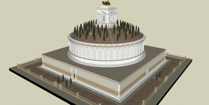 古罗马建筑su模型棕色马车雕塑_图1