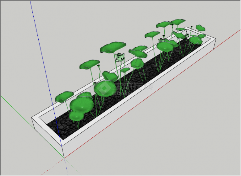 中式元素绿色自然荷叶景观构件su模型-图二
