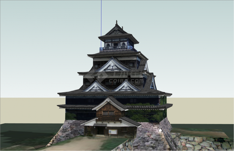 多层日式広島城古建筑su模型-图一