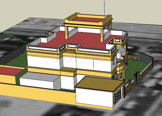 两层欧式小住宅 别墅su模型-图一