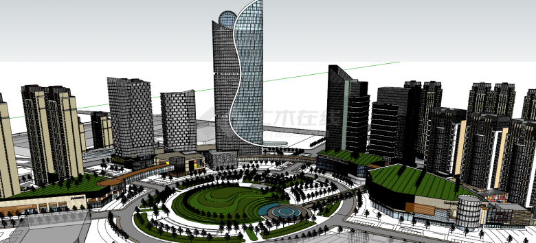 恒丰广场商业综合体方案设计su模型-图二