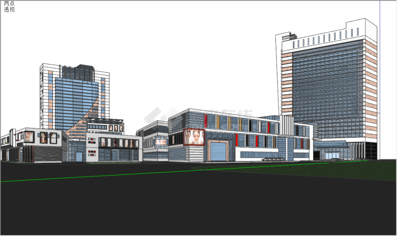 现代商业建筑城市规划设计su模型-图一