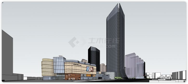 现代城心su模型整合商业建筑-图二