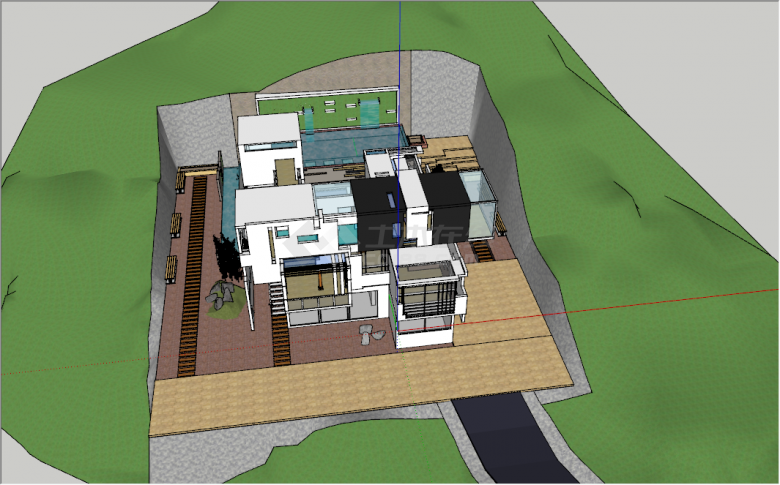 现代简约风格休闲度假别墅设计su模型-图二