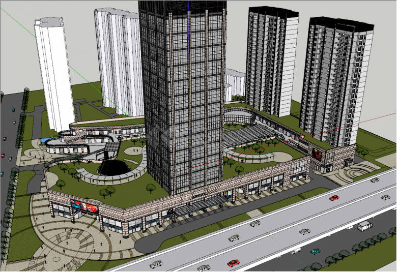 大型高端商业楼商业街区建筑su模型-图二