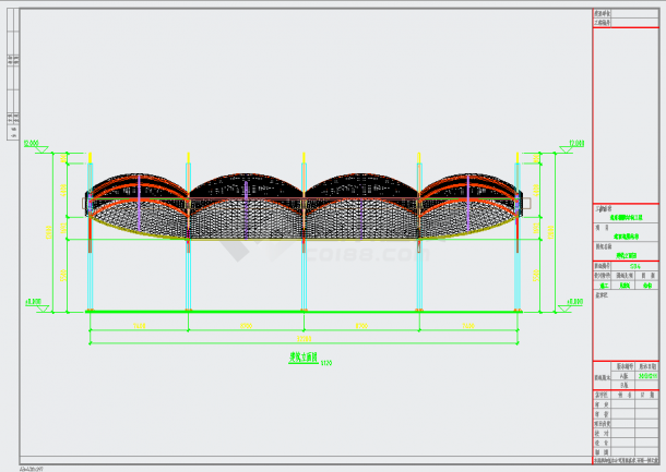 遮雨棚膜结构施工图(钢结构)-图二