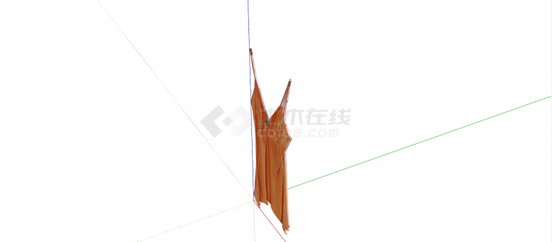 中式橙色布料性感吊带su模型-图二