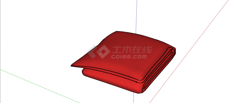 中式红色折叠长款衣服SU模型设计-图二