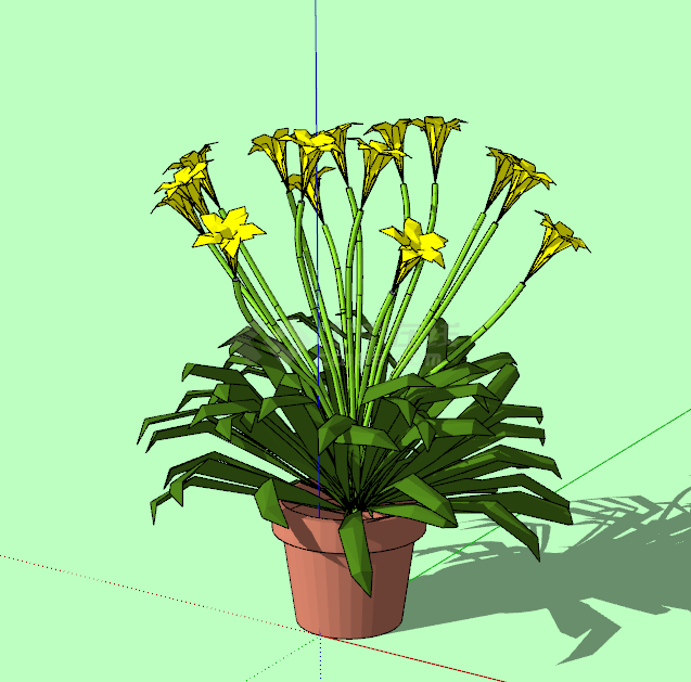 绿化花盆植物su模型-图一
