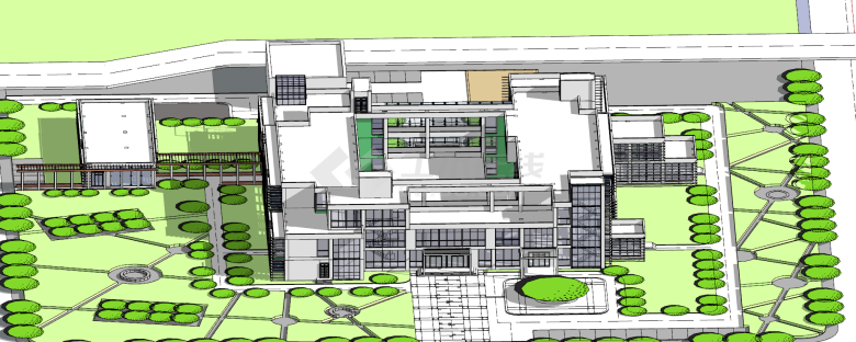 现代中型完善的医院建筑su模型-图二