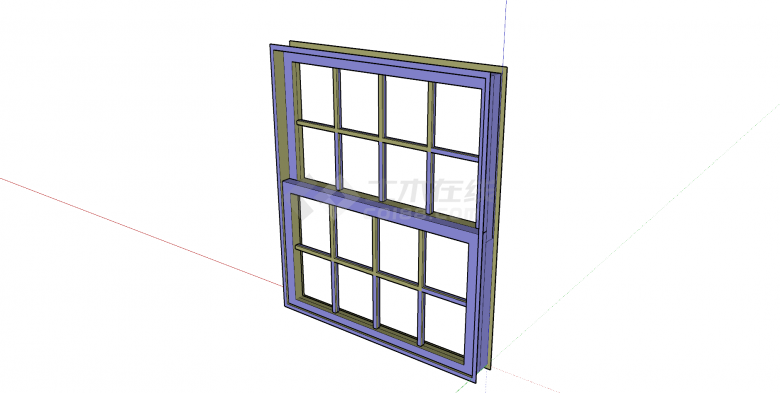 紫色边框矩形窗户su模型-图二