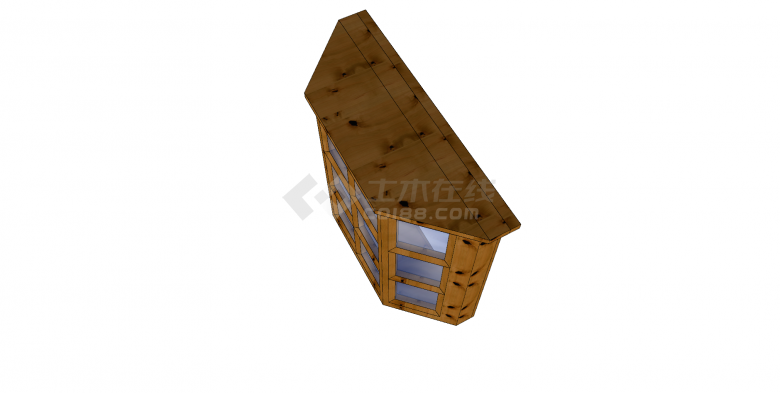 梯形外观木制窗户su模型-图二