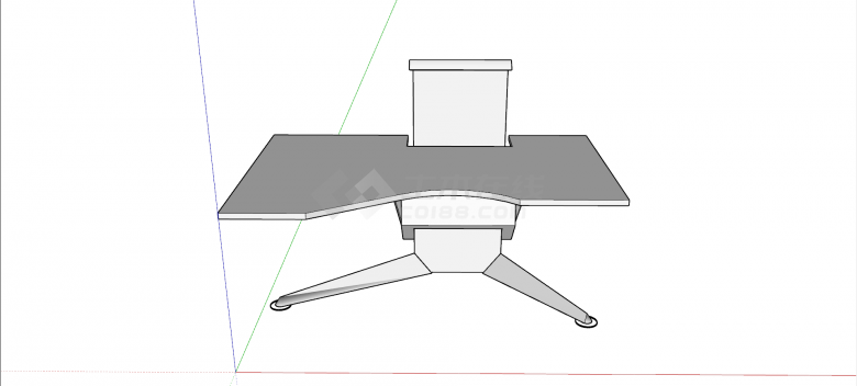 银色吸塑板材质办公桌su模型-图一