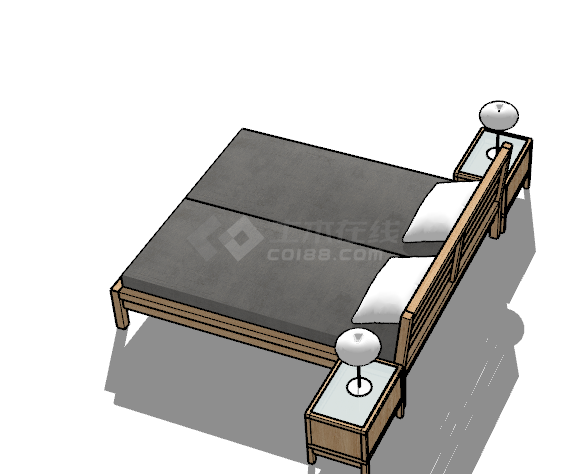 简约实木硬板床su模型-图二