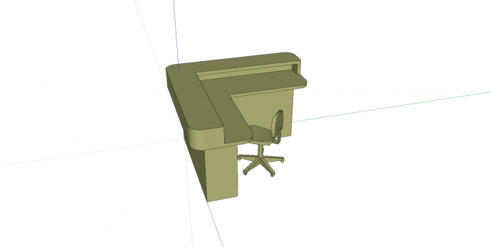 办公桌绿色桌椅组合su模型_图1