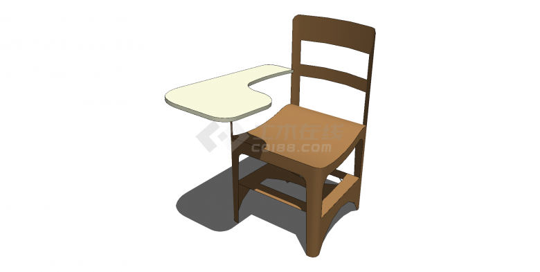 办公桌木制书桌椅子组合su模型-图一