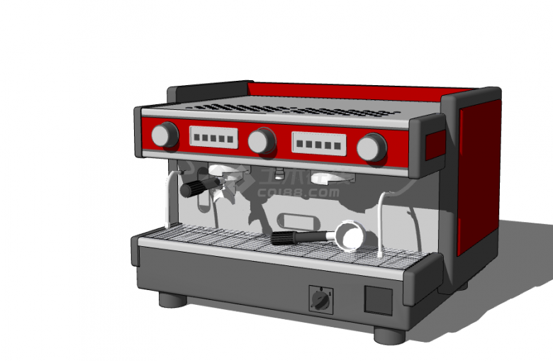 一台红色灰色相间的咖啡机su模型-图一