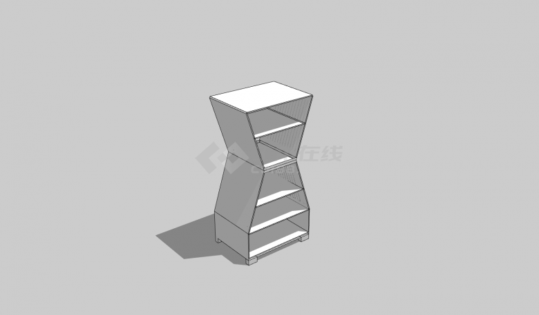 现代风格家具白色不规则形状书柜su模型-图二