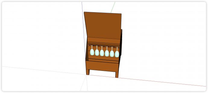 中间方格子酒托两边翻盖杯架小酒架su模型_图1