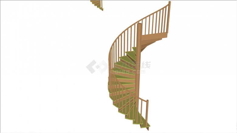 别墅用多个木质旋转楼梯su模型-图一