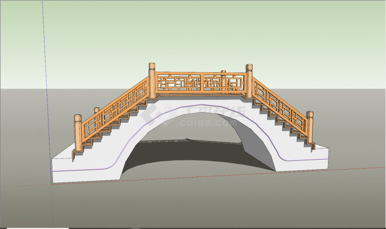 现代公园广场拱桥su模型-图一
