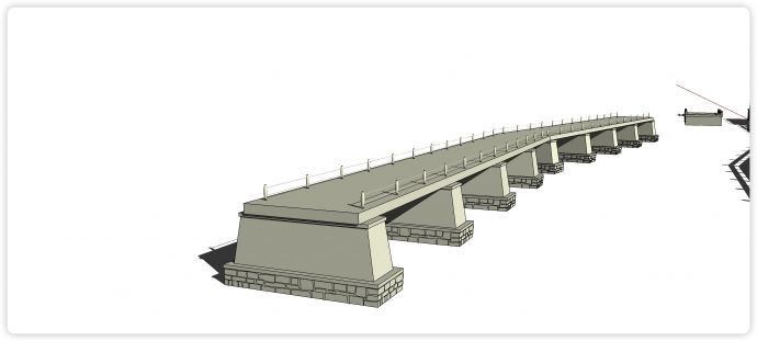 矮护栏多孔三孔拱桥su模型_图1