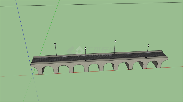 超长平面石质景观桥su模型-图二