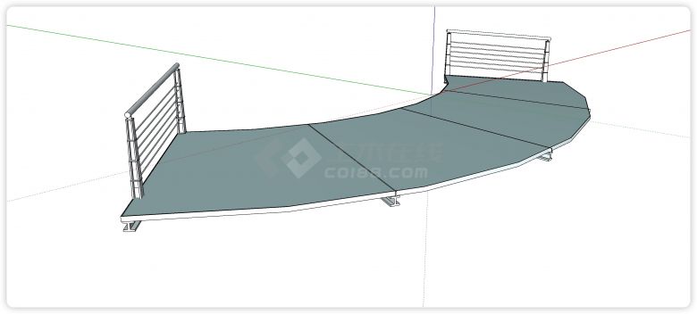  Su model of fan glass deck iron fence view bridge - Figure 1