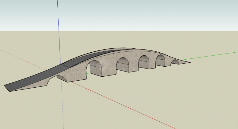 大型石头质拱桥建筑su模型-图一