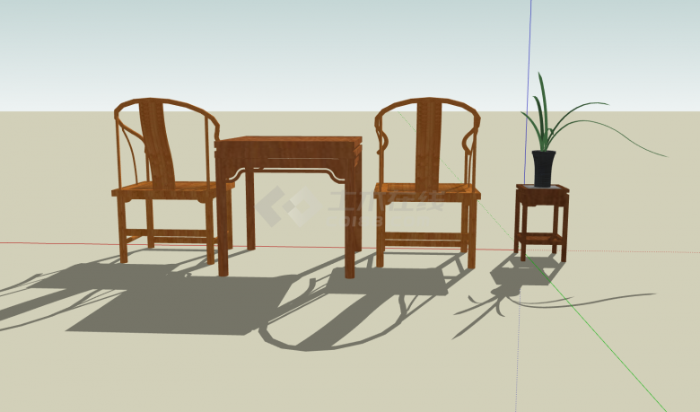 中式民国时期桌椅su模型-图二