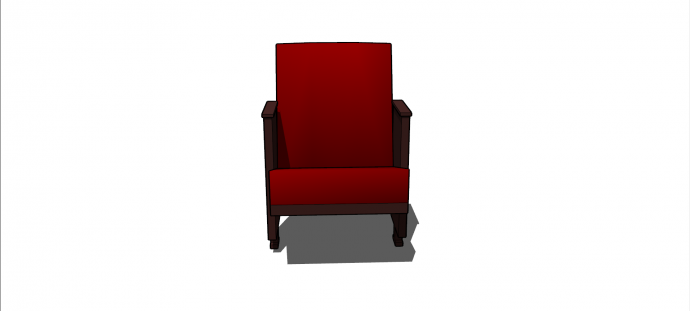 红色布艺木扶手椅凳老su模型_图1