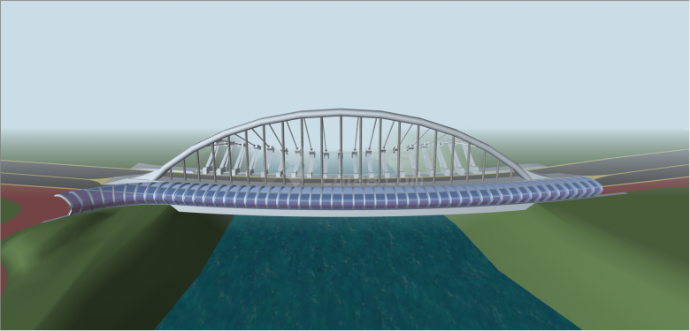 灰色创意式跨江桥su模型-图二