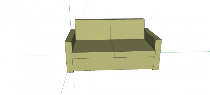 绿色布艺双人沙发su模型_图1