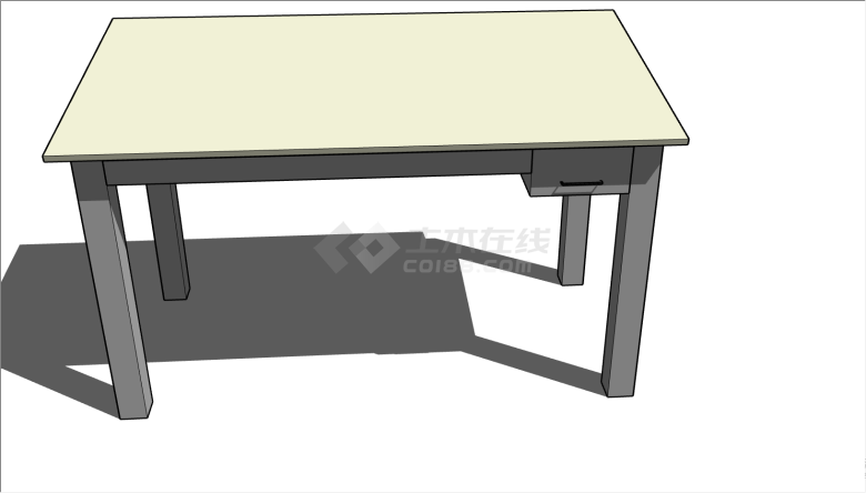一张白色的长方形的桌子su模型-图二