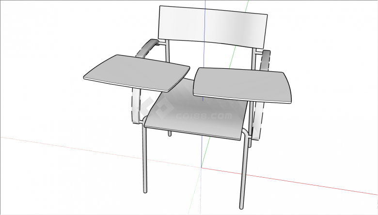 一张白色的带有两个托盘的儿童餐椅su模型-图二