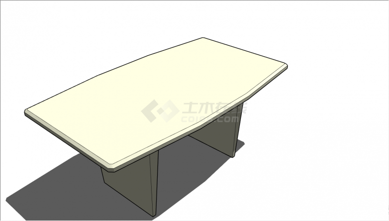 浅色的长条形的桌子su模型-图二