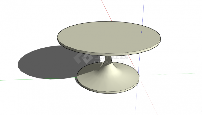 浅色的带有圆形桌面的桌子su模型-图一