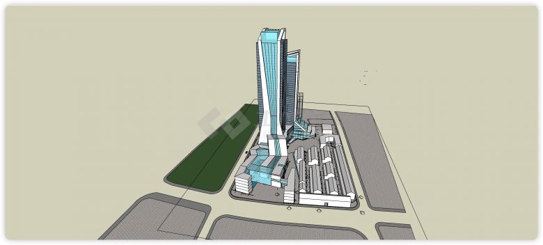 外滩高福里公建超高层办公楼su模型-图二