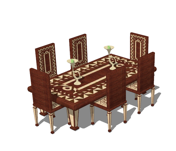 欧式古典桌几座椅su模型_图1