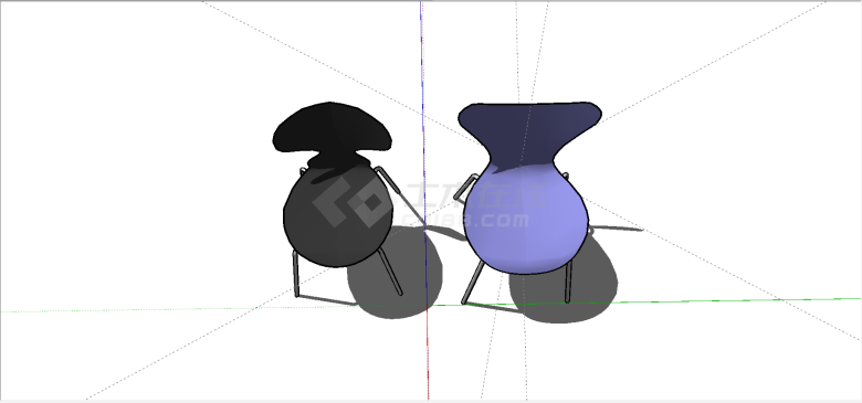现代两款艺术造型样式座椅su模型-图二