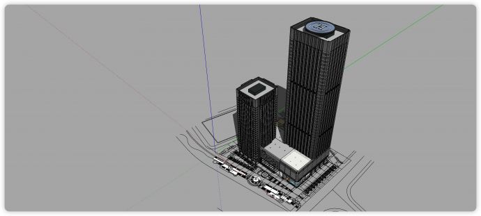 超高层办公酒店综合体精细su模型_图1
